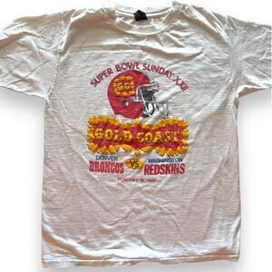 Vtg 1988 NFL Super Bowl XXII T-Shirt Redskins Broncos Single Stitch USA Size L
